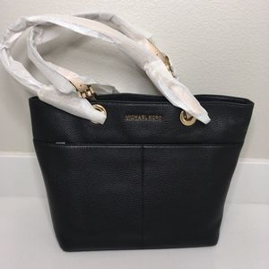 Michael Kors Bedford Black Top Zip Pocket Tote
